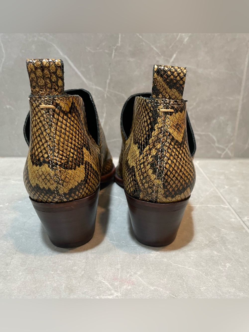 Dolce Vita Sonni Snake-Print Pointed Ankle Booties - Yellow/Brown - Picture 5 of 7